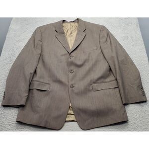 Macy's Blazer‎ Mens Brown Wool Laine Single Breasted Notch Lapel Double Vented